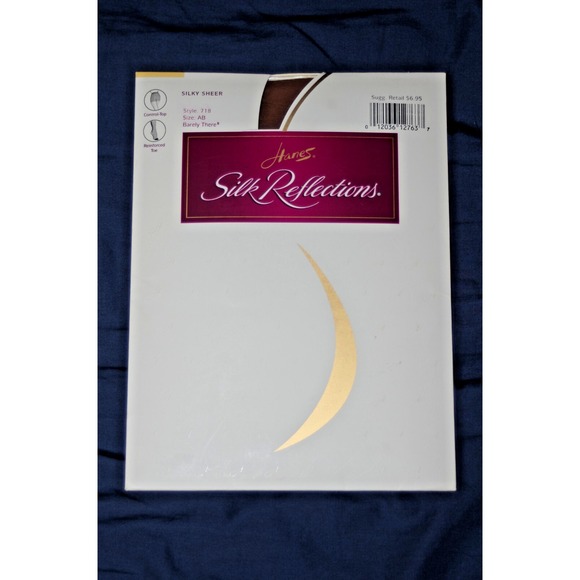 Y2K NOS Hanes Silk Reflections Pantyhose Barely There AB USA Sandalfoot Control - Picture 1 of 2